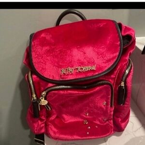 Nwot Vintage rare betsey johnson velour backpack